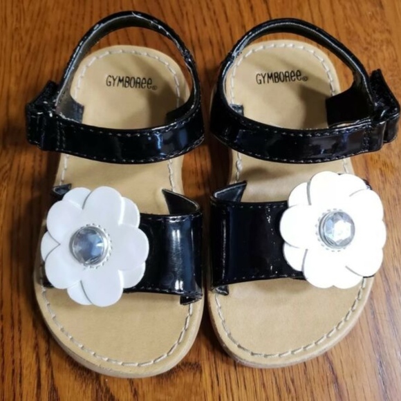 Gymboree black sandals with bejeweled flower. - Picture 5 of 15